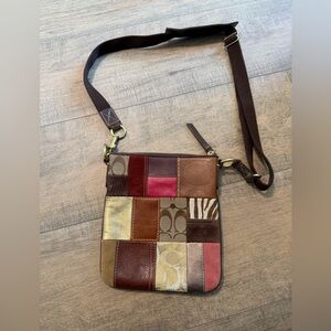 Patchwork coach Crossbody Bag in Brown and Neutral Tones